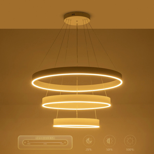 kelvo® VENOM KLV-101-0200-V2 Κρεμαστό Φωτιστικό Οροφής LED 120W 12000lm 120° AC 220-240V IP20 Ρυθμιζόμενο Λευκό CCT με Χειριστήριο από 2700K έως 6000K Dimmable - Lumileds SMD Chip - Λευκό Ματ - Μ80 x Π80 x Υ80cm - 3 Χρόνια Εγγύηση