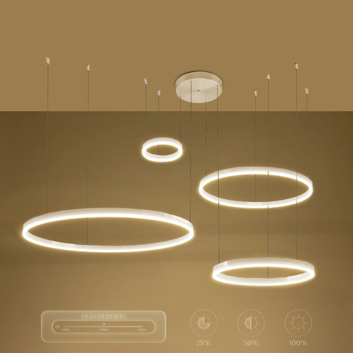 kelvo® VENOM KLV-101-0203 Κρεμαστό Φωτιστικό Οροφής LED 150W 15000lm 120° AC 220-240V IP20 Ρυθμιζόμενο Λευκό CCT με Χειριστήριο από 2700K έως 6000K Dimmable - Lumileds SMD Chip - Λευκό Ματ - Μ150 x Π90 x Υ60cm - 3 Χρόνια Εγγύηση