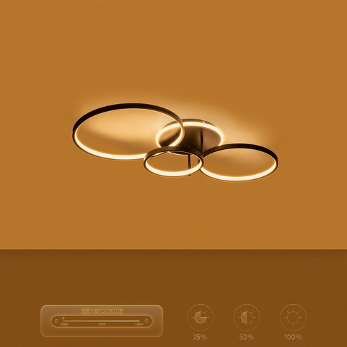 kelvo® NEMESIS KLV-101-0205 Φωτιστικό Οροφής LED 98W 9800lm 360° AC 220-240V IP20 Ρυθμιζόμενο Λευκό CCT με Χειριστήριο από 2700K έως 6000K Dimmable - Lumileds SMD Chip - Μαύρο Ματ - Μ89 x Π60 x Υ19cm - 3 Χρόνια Εγγύηση