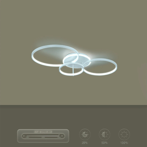 kelvo® NEMESIS KLV-101-0206 Φωτιστικό Οροφής LED 98W 9800lm 360° AC 220-240V IP20 Ρυθμιζόμενο Λευκό CCT με Χειριστήριο από 2700K έως 6000K Dimmable - Lumileds SMD Chip - Λευκό Ματ - Μ89 x Π60 x Υ19cm - 3 Χρόνια Εγγύηση