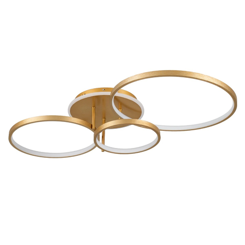 kelvo® NEMESIS KLV-101-0207 Φωτιστικό Οροφής LED 98W 9800lm 360° AC 220-240V IP20 Ρυθμιζόμενο Λευκό CCT με Χειριστήριο από 2700K έως 6000K Dimmable - Lumileds SMD Chip - Χρυσό Πλατίνα - Μ89 x Π60 x Υ19cm - 3 Χρόνια Εγγύηση