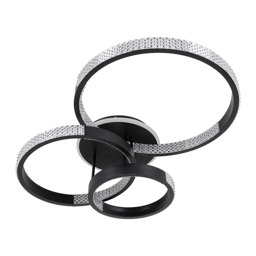 kelvo® DIAMOND KLV-101-0223 Φωτιστικό Οροφής LED 67W 6700lm 360° AC 220-240V IP20 Ρυθμιζόμενο Λευκό CCT με Χειριστήριο από 2700K έως 6000K Dimmable - Lumileds SMD Chip - Μαύρο Ματ - Μ60 x Π40 x Υ14cm - 3 Χρόνια Εγγύηση