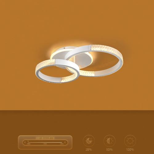 kelvo® DIAMOND KLV-101-0224 Φωτιστικό Οροφής LED 67W 6700lm 360° AC 220-240V IP20 Ρυθμιζόμενο Λευκό CCT με Χειριστήριο από 2700K έως 6000K Dimmable - Lumileds SMD Chip - Λευκό Ματ - Μ60 x Π40 x Υ14cm - 3 Χρόνια Εγγύηση