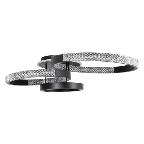 kelvo® DIAMOND KLV-101-0226 Φωτιστικό Οροφής LED 100W 10000lm 360° AC 220-240V IP20 Ρυθμιζόμενο Λευκό CCT με Χειριστήριο από 2700K έως 6000K Dimmable - Lumileds SMD Chip - Μαύρο Ματ - Μ80 x Π50 x Υ20cm - 3 Χρόνια Εγγύηση