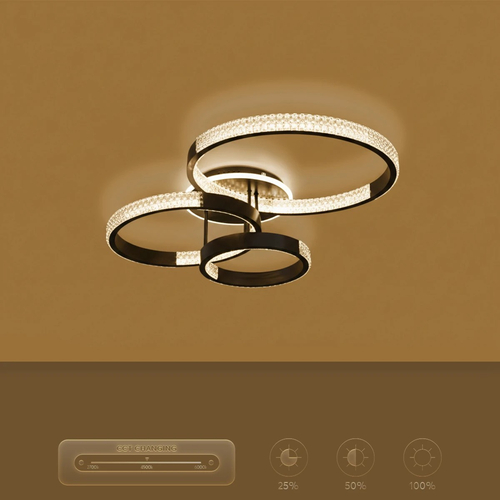 kelvo® DIAMOND KLV-101-0226 Φωτιστικό Οροφής LED 100W 10000lm 360° AC 220-240V IP20 Ρυθμιζόμενο Λευκό CCT με Χειριστήριο από 2700K έως 6000K Dimmable - Lumileds SMD Chip - Μαύρο Ματ - Μ80 x Π50 x Υ20cm - 3 Χρόνια Εγγύηση