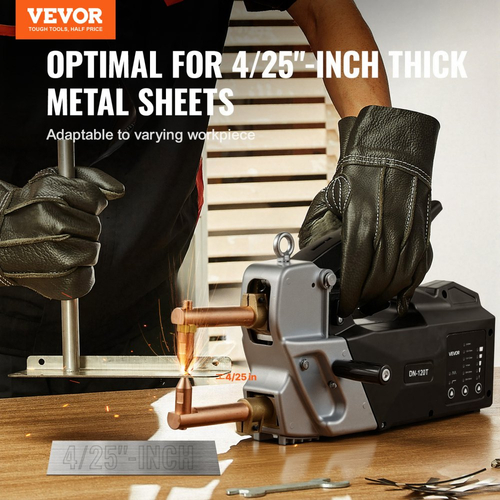 Φορητή μηχανή συγκόλλησης σημείων VEVOR, μηχανή συγκόλλησης σημείων πάχους 4 mm με χωρητικότητα εισόδου 8,1 KVA, ηλεκτρική μηχανή συγκόλλησης λαμαρίνας 4200A, φορητό πιστόλι συγκόλλησης