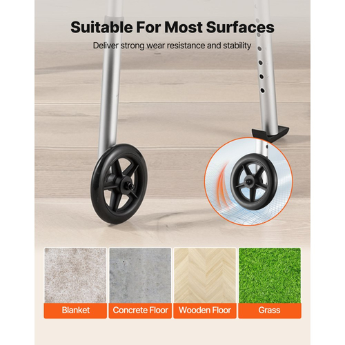 Πτυσσόμενος περιπατητήρας VEVOR, Πτυσσόμενος περιπατητήρας 2 κουμπιών με συμπαγείς τροχούς και ρυθμιζόμενο ύψος 8 επιπέδων, Ελαφρύ βοήθημα βαδίσματος αλουμινίου με δυνατότητα φόρτωσης 159 κιλών, Περιπατητήρες με ρολό στους μπροστινούς τροχούς για ηλικιωμένους και ενήλικες