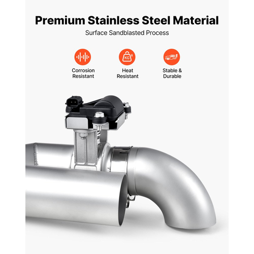 Ηλεκτρικό Κιτ Εξάτμισης VEVOR, Κιτ Βαλβίδας Εξάτμισης από Ανοξείδωτο Ατσάλι 63,5 mm με Τηλεχειριστήριο ενός Χειριστηρίου, Βαλβίδα Αποκοπής, Σωλήνας Y, Τηλεχειριστήριο & Κουτί, Ταιριάζει σε Φορτηγά, Sedan, Σπορ Αυτοκίνητα, SUV