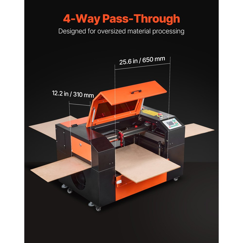 Χαρακτική μηχανή λέιζερ CO2 VEVOR 50W, 500 x 300 mm, Μηχανή κοπής χαρακτικής λέιζερ CO2 με υποβοήθηση αέρα 4 κατευθύνσεων, Μηχανή κοπής χάραξης, συμβατή με LightBurn CorelDRAW RDWorks, για ξύλο και ακρυλικό γυαλί