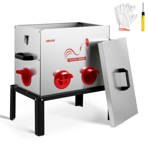 Αυτόματη ταΐστρα κοτόπουλων VEVOR, χωρητικότητας 18,14 kg, 6 θύρες τροφοδοσίας, ταΐστρα πουλερικών χωρίς απόβλητα με ενσωματωμένο διαχωριστικό, με μάνδαλο και λαβή, μεταλλική κατασκευή, για κοτόπουλα, φασιανούς, πτηνοτροφεία, κοτόπουλα, πτηνοτροφεία, κοτόπουλα, φασιανούς, κοτόπουλα ...