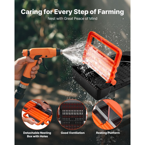 Κουτιά φωλιάς για κοτόπουλα VEVOR, 4 διαμερίσματα, μεταλλικά κουτιά ωοτοκίας αυγών με προστατευτικά καπάκια συλλογής, τυλιγόμενο κουτί φωλιάς, εύκολο στη συναρμολόγηση, ιδανικό για κότες, πάπιες, κοτόπουλα και άλλα πουλερικά, πορτοκαλί