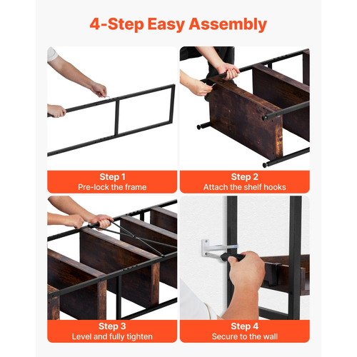 Βιομηχανική Βιβλιοθήκη VEVOR, 6 Επίπεδα, Vintage Ράφια Βιβλιοθηκών και Βιβλιοθηκών με Σκάλα, με Μεταλλικό Σκελετό, Οργανωτής Βιβλίων με Ανοιχτά Ράφια, για Σαλόνι, Υπνοδωμάτιο, Κουζίνα, Οικιακό Γραφείο, Rustics Καφέ