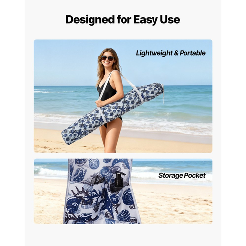 VEVOR Καμπάνα Παραλίας, Σκηνή Παραλίας 1,83 x 1,83 μ. με Πλευρικό Τοίχωμα, Προστασία UPF 50+, Εύκολη Εγκατάσταση Σκηνής Καμπάνα με Θήκες Άμμου, Μεγάλη Φορητή Σκίαση Εξωτερικού Χώρου, Ομπρέλα Ηλίου για Όλη την Οικογένεια και Φίλους