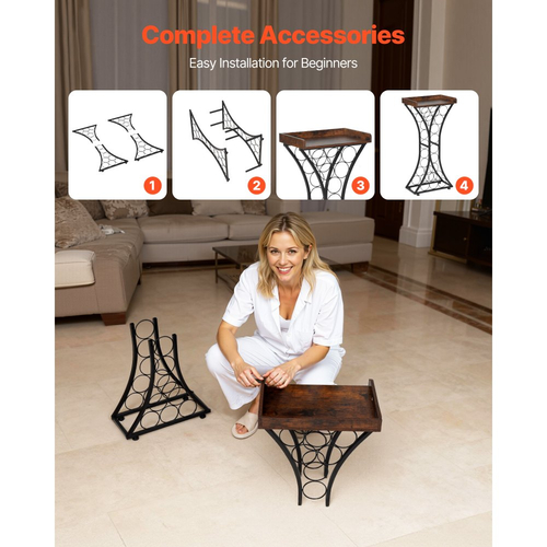 VEVOR 15 Ράφια Κρασιών, Σιδερένια Επιδαπέδια Βάση Κρασιού, Μίνι Βάση Μπαρ για Ποτά με Ξύλινη Επιφάνεια, Για Μπαρ, Κουζίνα, Σαλόνι, Τραπεζαρία, 16,9''Μ x 11,4''Π x 35,2''Υ