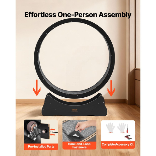 Τροχός άσκησης γάτας VEVOR, Ξύλινος τροχός τρεξίματος γάτας 132cm για γατάκι εσωτερικού χώρου έως 12,7kg, Διάδρομος για γάτες με διάδρομο με μοκέτα και μηχανισμό κλειδώματος, Ήσυχα αθλητικά παιχνίδια γάτας για κατοικίδια, Γυμναστική & Υγεία, Μαύρο