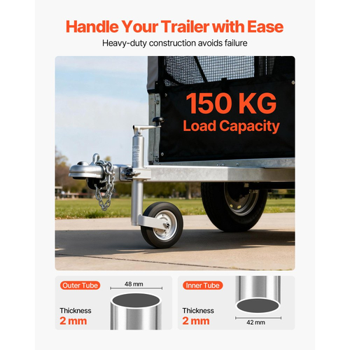 Γρύλος ρυμούλκησης VEVOR με τροχό, χωρητικότητα φορτίου 150 kg, βαρέως τύπου γρύλος ρυμούλκησης με μονή ρόδα και εργονομική λαβή, διαδρομή ανύψωσης 230 mm, κατάλληλος για τροχόσπιτα, ρυμουλκούμενα αλόγων, ρυμουλκούμενα πολλαπλών χρήσεων