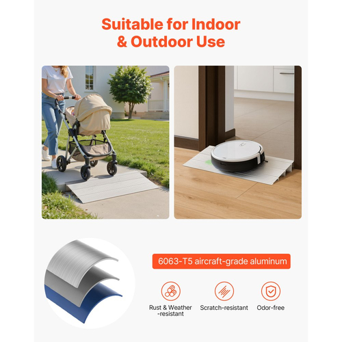 Ράμπα κατωφλίου πόρτας VEVOR, ύψος 87 mm, ράμπα κατωφλίου από κράμα αλουμινίου με ονομαστική χωρητικότητα φορτίου 363 kg, ράμπες για άτομα με αναπηρία για σκαλοπάτια σπιτιού για αναπηρικά αμαξίδια, σκούτερ, ηλεκτρικά αμαξίδια, περιπατητές, ποδήλατα, τρίκυκλα