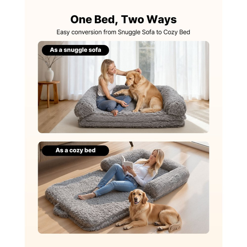 Κρεβάτι σκύλου VEVOR Human, 1810 x 1110 x 240 mm Ορθοπεδικό κρεβάτι σκύλου μεγέθους ανθρώπου από αφρό μνήμης, Κρεβάτια κατοικίδιων ανθρώπων με πλαϊνή τσέπη, λαβή και φερμουάρ, Αφαιρούμενα κρεβάτια σκύλων που πλένονται στο πλυντήριο για ανθρώπους, σκούρο γκρι