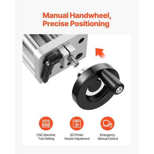 Γραμμικός ενεργοποιητής σκηνής VEVOR, ενεργός διαδρομή 100 mm, γραμμική ράγα οδηγού κίνησης CNC με σφαιρική βίδα, διπλός οπτικός άξονας, υψηλής ακρίβειας C7, μπλοκ ολίσθησης ρουλεμάν, χειροκίνητος χειροτροχός, για άξονα XYZ με δρομολογητή CNC