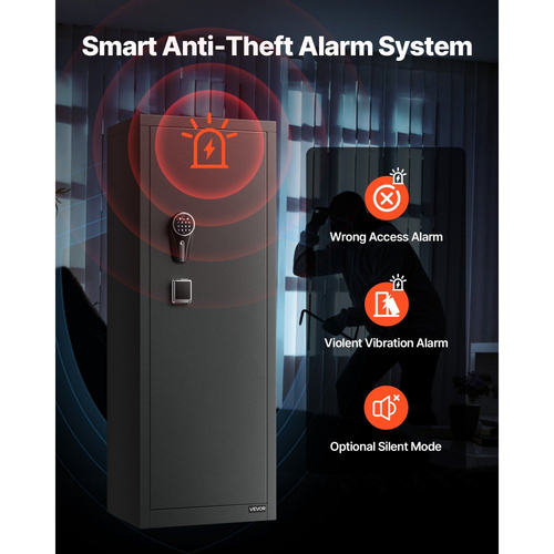 VEVOR 8-10 Gun Safe, Μακρύ Θήκη για Τυφέκια και Πιστόλια, Γρήγορης Πρόσβασης Θήκη για Τυφέκια με 3 Θήκες Πιστόλιων και Ρυθμιζόμενες Θήκες, Μεγάλο Ψηφιακό Θήκη με Κλείδωμα Δακτυλικών Αποτυπωμάτων και Κωδικού Πρόσβασης