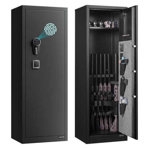 VEVOR 8-10 Gun Safe, Μακρύ Θήκη για Τυφέκια και Πιστόλια, Γρήγορης Πρόσβασης Θήκη για Τυφέκια με 3 Θήκες Πιστόλιων και Ρυθμιζόμενες Θήκες, Μεγάλο Ψηφιακό Θήκη με Κλείδωμα Δακτυλικών Αποτυπωμάτων και Κωδικού Πρόσβασης