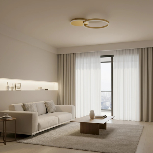 kelvo® VENOM KLV-101-0183 Φωτιστικό Οροφής LED 45W 4500lm 360° AC 220-240V IP20 Ρυθμιζόμενο Λευκό CCT με Χειριστήριο από 2700K έως 6000K Dimmable - Lumileds SMD Chip - Χρυσό Πλατίνα - Μ60 x Π40 x Υ7.5cm - 3 Χρόνια Εγγύηση