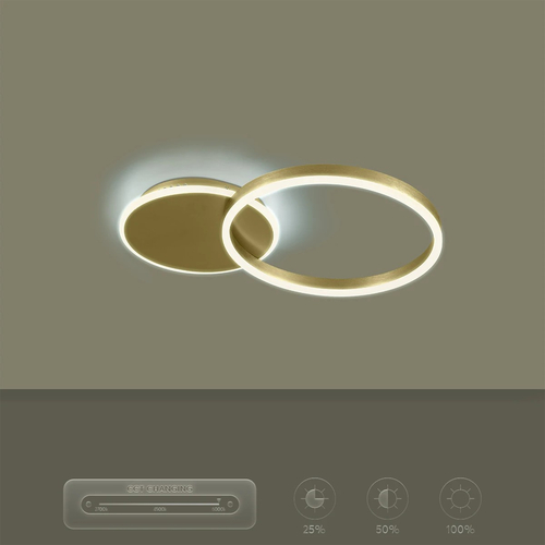 kelvo® VENOM KLV-101-0183 Φωτιστικό Οροφής LED 45W 4500lm 360° AC 220-240V IP20 Ρυθμιζόμενο Λευκό CCT με Χειριστήριο από 2700K έως 6000K Dimmable - Lumileds SMD Chip - Χρυσό Πλατίνα - Μ60 x Π40 x Υ7.5cm - 3 Χρόνια Εγγύηση