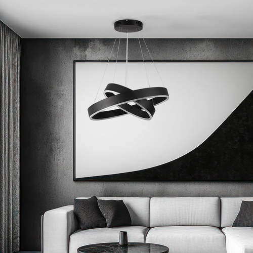 kelvo® VENOM KLV-101-0196-V2 Κρεμαστό Φωτιστικό Οροφής LED 75W 7500lm 120° AC 220-240V IP20 Ρυθμιζόμενο Λευκό CCT με Χειριστήριο από 2700K έως 6000K Dimmable - Lumileds SMD Chip - Μαύρο Ματ - Μ60 x Π60 x Υ40cm - 3 Χρόνια Εγγύηση