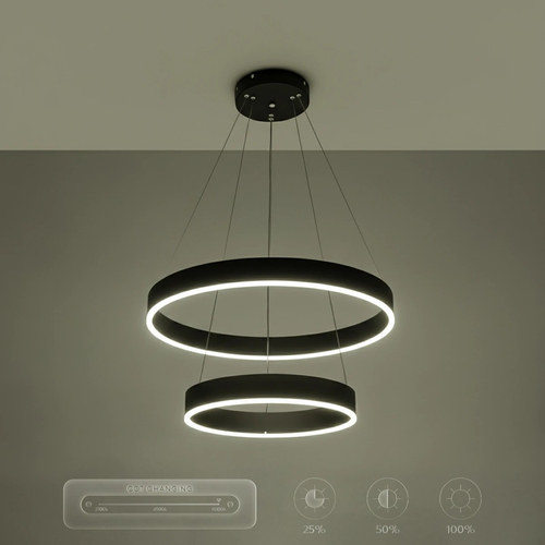 kelvo® VENOM KLV-101-0196-V2 Κρεμαστό Φωτιστικό Οροφής LED 75W 7500lm 120° AC 220-240V IP20 Ρυθμιζόμενο Λευκό CCT με Χειριστήριο από 2700K έως 6000K Dimmable - Lumileds SMD Chip - Μαύρο Ματ - Μ60 x Π60 x Υ40cm - 3 Χρόνια Εγγύηση