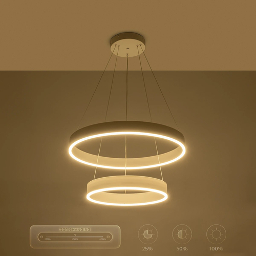 kelvo® VENOM KLV-101-0197-V2 Κρεμαστό Φωτιστικό Οροφής LED 75W 7500lm 120° AC 220-240V IP20 Ρυθμιζόμενο Λευκό CCT με Χειριστήριο από 2700K έως 6000K Dimmable - Lumileds SMD Chip - Λευκό Ματ - Μ60 x Π60 x Υ40cm - 3 Χρόνια Εγγύηση