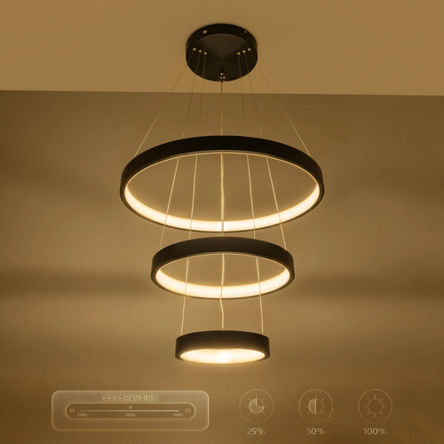 kelvo® NEMESIS KLV-101-0217 Κρεμαστό Φωτιστικό Οροφής LED 100W 10000lm 180° AC 220-240V IP20 Ρυθμιζόμενο Λευκό CCT με Χειριστήριο από 2700K έως 6000K Dimmable - Lumileds SMD Chip - Μαύρο Ματ - Μ60 x Π60 x Υ60cm - 3 Χρόνια Εγγύηση