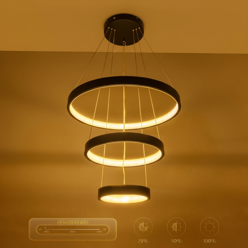 kelvo® NEMESIS KLV-101-0217-V2 Κρεμαστό Φωτιστικό Οροφής LED 100W 10000lm 180° AC 220-240V IP20 Ρυθμιζόμενο Λευκό CCT με Χειριστήριο από 2700K έως 6000K Dimmable - Lumileds SMD Chip - Μαύρο Ματ - Μ60 x Π60 x Υ60cm - 3 Χρόνια Εγγύηση