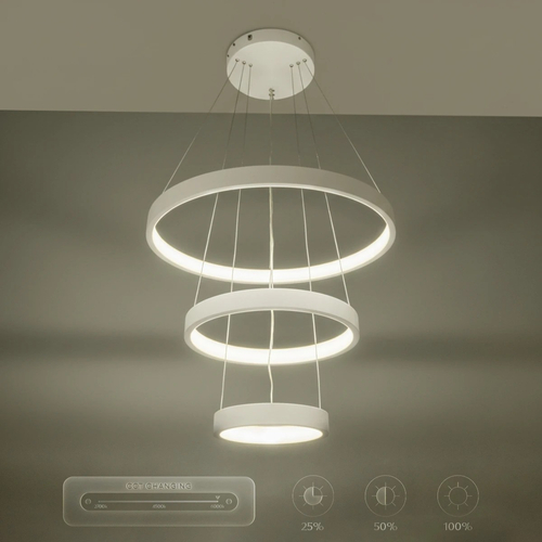 kelvo® NEMESIS KLV-101-0218 Κρεμαστό Φωτιστικό Οροφής LED 100W 10000lm 180° AC 220-240V IP20 Ρυθμιζόμενο Λευκό CCT με Χειριστήριο από 2700K έως 6000K Dimmable - Lumileds SMD Chip - Λευκό Ματ - Μ60 x Π60 x Υ60cm - 3 Χρόνια Εγγύηση