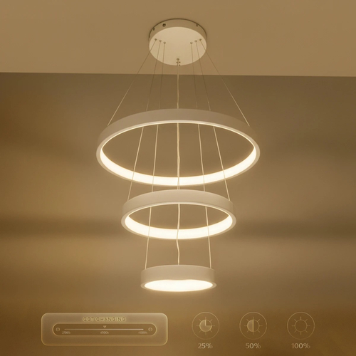 kelvo® NEMESIS KLV-101-0218-V2 Κρεμαστό Φωτιστικό Οροφής LED 100W 10000lm 180° AC 220-240V IP20 Ρυθμιζόμενο Λευκό CCT με Χειριστήριο από 2700K έως 6000K Dimmable - Lumileds SMD Chip - Λευκό Ματ - Μ60 x Π60 x Υ60cm - 3 Χρόνια Εγγύηση