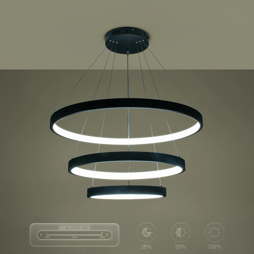 kelvo® NEMESIS KLV-101-0220 Κρεμαστό Φωτιστικό Οροφής LED 120W 12000lm 180° AC 220-240V IP20 Ρυθμιζόμενο Λευκό CCT με Χειριστήριο από 2700K έως 6000K Dimmable - Lumileds SMD Chip - Μαύρο Ματ - Μ80 x Π80 x Υ80cm - 3 Χρόνια Εγγύηση