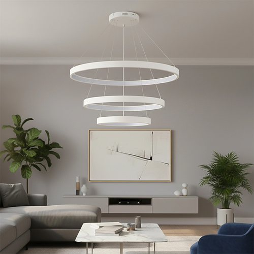 kelvo® NEMESIS KLV-101-0221 Κρεμαστό Φωτιστικό Οροφής LED 120W 12000lm 180° AC 220-240V IP20 Ρυθμιζόμενο Λευκό CCT με Χειριστήριο από 2700K έως 6000K Dimmable - Lumileds SMD Chip - Λευκό Ματ - Μ80 x Π80 x Υ80cm - 3 Χρόνια Εγγύηση