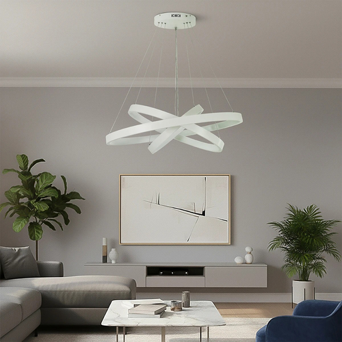 kelvo® NEMESIS KLV-101-0221-V2 Κρεμαστό Φωτιστικό Οροφής LED 120W 12000lm 180° AC 220-240V IP20 Ρυθμιζόμενο Λευκό CCT με Χειριστήριο από 2700K έως 6000K Dimmable - Lumileds SMD Chip - Λευκό Ματ - Μ80 x Π80 x Υ80cm - 3 Χρόνια Εγγύηση