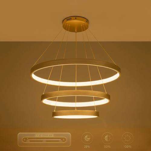 kelvo® NEMESIS KLV-101-0222 Κρεμαστό Φωτιστικό Οροφής LED 120W 12000lm 180° AC 220-240V IP20 Ρυθμιζόμενο Λευκό CCT με Χειριστήριο από 2700K έως 6000K Dimmable - Lumileds SMD Chip - Χρυσό Πλατίνα - Μ80 x Π80 x Υ80cm - 3 Χρόνια Εγγύηση