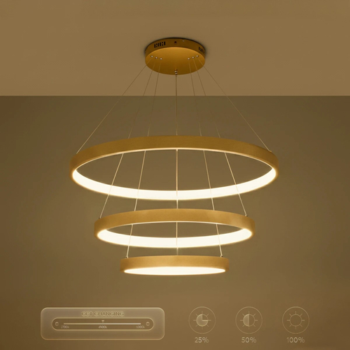 kelvo® NEMESIS KLV-101-0222 Κρεμαστό Φωτιστικό Οροφής LED 120W 12000lm 180° AC 220-240V IP20 Ρυθμιζόμενο Λευκό CCT με Χειριστήριο από 2700K έως 6000K Dimmable - Lumileds SMD Chip - Χρυσό Πλατίνα - Μ80 x Π80 x Υ80cm - 3 Χρόνια Εγγύηση