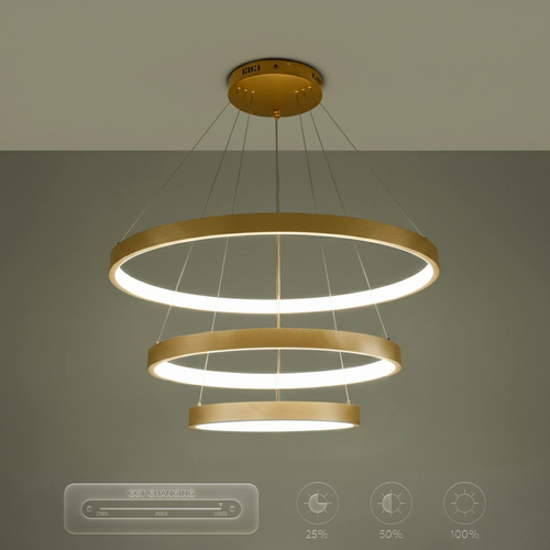 kelvo® NEMESIS KLV-101-0222 Κρεμαστό Φωτιστικό Οροφής LED 120W 12000lm 180° AC 220-240V IP20 Ρυθμιζόμενο Λευκό CCT με Χειριστήριο από 2700K έως 6000K Dimmable - Lumileds SMD Chip - Χρυσό Πλατίνα - Μ80 x Π80 x Υ80cm - 3 Χρόνια Εγγύηση