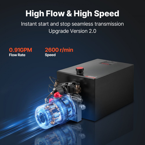 Υδραυλική μονάδα ισχύος VEVOR 20 L, αντλία ρυμούλκησης διπλής ενέργειας, μέγιστη πίεση εκτόνωσης 22 MPa και ρυθμός ροής 3,4 L/min, υδραυλική αντλία DC 12V με μεταλλική δεξαμενή για ανύψωση ρυμούλκας και αυτοκινήτου