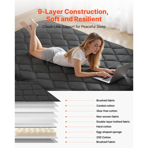 Ιαπωνικό στρώμα τατάμι VEVOR, Πτυσσόμενο στρώμα ιαπωνικού τατάμι πλήρους μεγέθους, Στρώμα φουτόν με τσάντα αποθήκευσης και κούμπωμα, Πατάκι δαπέδου 9 στρώσεων για ύπνο, κοιτώνα, διαλογισμό, γιόγκα, 2032 x 1372 x 89 mm, μαύρο