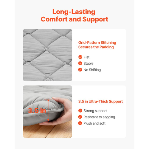 VEVOR Ιαπωνικό στρώμα τατάμι, πτυσσόμενο ιαπωνικό στρώμα τατάμι μεγέθους Queen, στρώμα φουτόν με τσάντα αποθήκευσης και κούμπωμα, 9-στρωματικό στρώμα δαπέδου για ύπνο, κοιτώνα, διαλογισμό, γιόγκα, 2032 x 1524 x 89 mm, γκρι