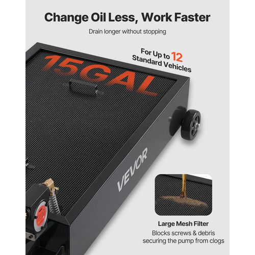 Δοχείο αποστράγγισης λαδιού χαμηλού προφίλ VEVOR, χωρητικότητας 56,8 L, περιστρεφόμενο δοχείο αποστράγγισης λαδιού με ηλεκτρική αντλία και σωλήνα 2,2 m, ανθεκτικό στις διαρροές και στη διάβρωση, κατάλληλο για αυτοκίνητα, SUV, φορτηγά, μοτοσικλέτες, ATV, μεταλλικά οχήματα