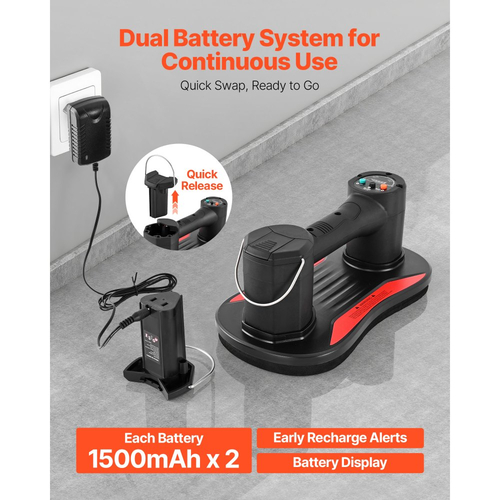 Ηλεκτρική βεντούζα κενού VEVOR, Μέγιστη ικανότητα ανύψωσης 170 kg, Ανυψωτήρας τζαμιών κενού με ψηφιακή οθόνη, Βαρύ εργαλείο βεντούζας πλακιδίων για ανύψωση πλακιδίων, γρανίτη, ξύλου, πλακόστρωσης, γυψοσανίδας, παραθύρων