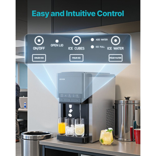 Διανομέας νερού VEVOR με παγομηχανή, Διανομέας νερού 3 σε 1 για πάγκο, 16 κιλά/24 ώρες, 12 κύβοι/7 λεπτά γρήγορης παρασκευής πάγου με χωρητικότητα 1,8 κιλά, παγάκια σε σφαίρες/θρυμματισμένο πάγο και κρύο νερό, για το σπίτι, την κουζίνα, τα πάρτι