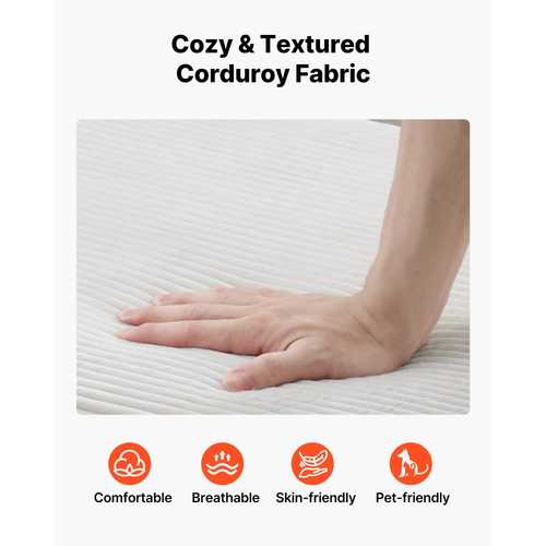 Πολυθρόνα VEVOR, Εσωτερική πολυθρόνα χωρίς κόκαλα 1115 mm, Υπερμεγέθης πολυθρόνα ανάγνωσης από κοτλέ με μαξιλάρια και μπράτσα, Καναπές-κρεβάτι με βαθύ κάθισμα για σαλόνι, υπνοδωμάτιο, μπεζ