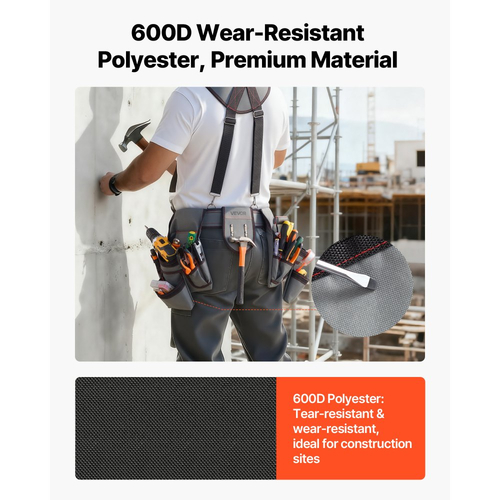 Ζώνη εργαλείων VEVOR, θήκη εργαλείων 22 τσεπών με τιράντες για άνδρες, ρυθμιζόμενη ζώνη πολλαπλών χρήσεων βαρέως τύπου, τιράντες για ηλεκτρολόγο, ξυλουργό, κατασκευές, διοργανωτή ποδιάς εργασίας, ρύθμιση μέσης 81-173 cm