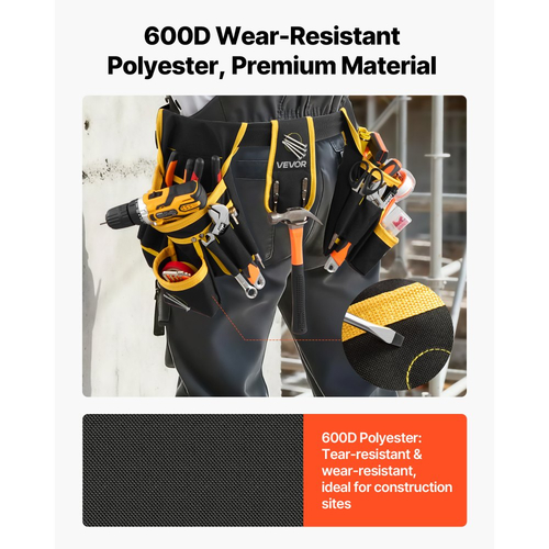 Ζώνη εργαλείων VEVOR, μαγνητική θήκη εργαλείων για άνδρες, 28 τσέπες, ρυθμιζόμενη ζώνη πολλαπλών χρήσεων βαρέως τύπου, αποσπώμενη τσάντα για ηλεκτρολόγο, ξυλουργό, κατασκευές, διοργανωτή ποδιάς εργασίας, ρύθμιση μέσης 78,7-121,9 cm