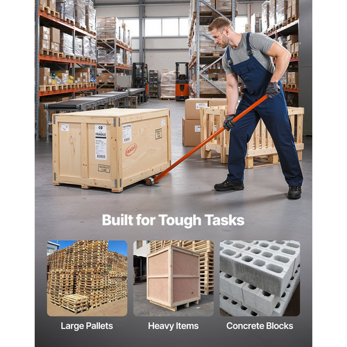 Μπάρα VEVOR Prylever, Χωρητικότητα Βάρους 2994 kg, Χειρολαβή από Ανθρακούχο Χάλυβα 1,4 m, Μπάρα με Μοχλό Ανύψωσης με Ρόδες για Μεγάλες Παλέτες, Βαρέα Αντικείμενα, Τσιμεντόλιθους, Χειρισμός Βαρέως Τύπου, Συσκευασία 2 τεμαχίων